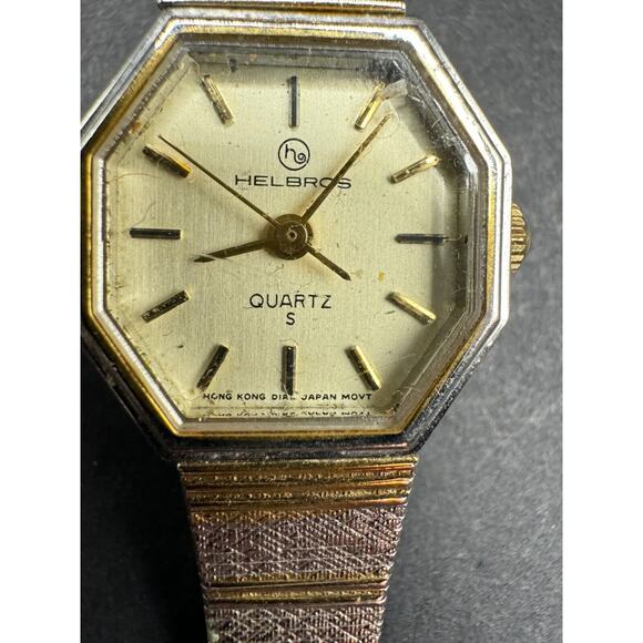 Vintage Women's Helbros Analog Quartz Watch Gold & Silver Tone Japan Mov't - Picture 2 of 6